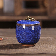 Column Shape Crackle Glazed Porcelain Storage Containers, Mini Tea Storage, Refillable Jar, for Tea Coffee Herb Candy Chocolate Sugar, Blue, 63x73mm(G-PW0007-066B)