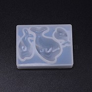 DIY Pendant Silicone Molds, Resin Casting Pendant Molds, For UV Resin, Epoxy Resin Jewelry Making, Dolphin Shaped, White, 47x62x14mm, Inner Diameter: 13~26x22~41mm(DIY-TAC0008-69)