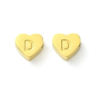 Ion Plating(IP) 316L Surgical Stainless Steel Beads, Nickel Free, Love Heart with Letter Bead, Real 18K Gold Plated, Letter D, 5.5x6.5x2.5mm, Hole: 1.4mm(STAS-R230-01D-G-1)