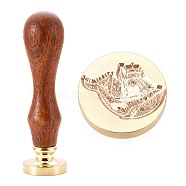 Brass Wax Sealing Stamp, with Rosewood Handle for Post Decoration DIY Card Making, Whale Pattern, 89.5x25.5mm(AJEW-F047-A10)