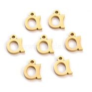 304 Stainless Steel Pendants, Matte Style, Greek Alphabet, Golden Color, Letter.A, Letter.A: 10x8x1.5mm, Hole: 1.5mm(STAS-F267-10A-G)