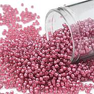 TOHO Round Seed Beads, Japanese Seed Beads, (959) Inside Color Light Amethyst/Pink Lined, 11/0, 2.2mm, Hole: 0.8mm, about 1110pcs/10g(X-SEED-TR11-0959)