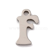 Non-Tarnish 201 Stainless Steel Charms, Laser Cut, Letter Charm, Letter F, 10.5x6x1mm, Hole: 1.2mm(STAS-U016-01P-F)