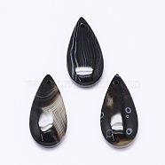 Natural Black Agate Pendants, Drop, Dyed,  32~34x17~18x5.5~6mm, Hole: 2mm(G-K178-26D)