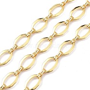 Brass Figaro Chain, with Spool, Unwelded, Oval, Real 18K Gold Plated, 15x10x1mm and 9x3.5x2.5mm(CHC-D028-16G)