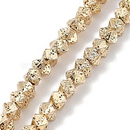 Electroplated Natural Lava Rock Beads Strands, Rhombus, Light Gold Plated, 3.5~4x4.5~5x4.5~5mm, Hole: 1mm, about 108pcs/strand, 15.71''(39.9cm)(G-H303-A07-LG)