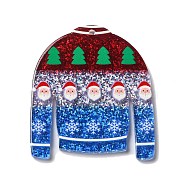 Printed Christmas Theme Acrylic Pendants, Clothes, 40x35x2mm, Hole: 1.5mm(OACR-L018-07D)