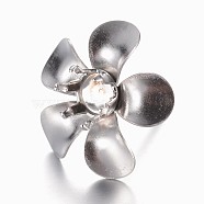 201 Stainless Steel Stud Earring Settings, with 304 Stainless Steel Pins, Flower, Stainless Steel Color, Tray: 4mm, 15x0.5mm, Pin: 0.8mm(STAS-G073-69P)