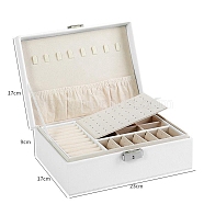 Imitation Leather Jewelry Storage Boxes, for Earrings, Rings, Necklaces, Rectangle, WhiteSmoke, 17x23x9cm(PW-WG52370-06)