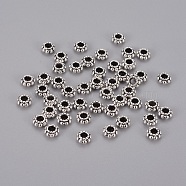 Tibetan Style Alloy Spacer Beads, Lead Free & Cadmium Free, Flower, Antique Silver, 6x3mm, Hole: 2.5mm(X-LF1565Y)