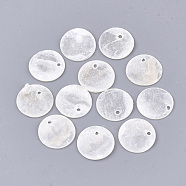 Capiz Shell Pendants, Flat Round, WhiteSmoke, 15x0.5~1.5mm, Hole: 1.4mm(SHEL-S274-71B)