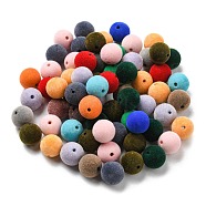 Flocky Acrylic Beads, Round, Mixed Color, 14mm, Hole: 2.3mm(OACR-E020-02)