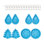 DIY Expoy Resin Crafts, Including Brass Earring Hooks, 304 Stainless Steel Jump Rings and Pendant Silicone Molds, Sky Blue, 104pcs/set(DIY-TA0003-62)