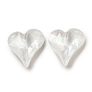 Glass Rhinestone Cabochons, Point Back & Back Plated, Faceted, Heart, Crystal, 12x12x5mm(RGLA-G021-05B-001DE)