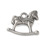 Non-Tarnish 304 Stainless Steel Pendants, Hobbyhorse Charms, Stainless Steel Color, 17x20x3mm, Hole: 2mm(X-STAS-N103-15P)