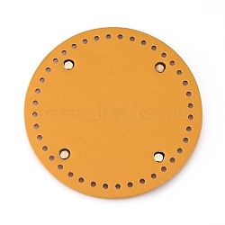 PU Leather Flat Round Bag Bottom, for Knitting Bag, Women Bags Handmade DIY Accessories, Goldenrod, 141x9.5mm, Hole: 4.5mm(FIND-WH0056-07H)