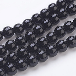 Synthetic Black Stone Beads Strands, Round, Painted, Black, 8mm, Hole: 1mm, about 50pcs/strand, 16 inch(X-G-H1628-8mm-1)