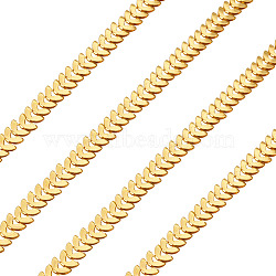 Iron Leaf Links Chains, with Spool, Soldered, Golden, 5x8.5x2mm, about 32.8 Feet(10m)/roll(X-CH-R064-02)