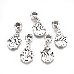 Antique Silver Plated Alloy European Dangle Charms, Large Hole Pendants, Girl, Antique Silver, 36mm, Hole: 5.7mm(MPDL-L028-04AS)