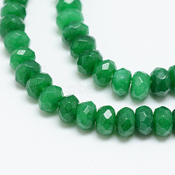Natural White Jade Bead Strands, Dyed, Faceted, Rondelle, Dark Green, 4x3mm, Hole: 1mm, about 110~113pcs/strand, 13.78~14.17 inch(35~36cm)(X-G-R409-3x5-04)