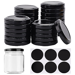 30Pcs Iron Bottle Caps, Tinplate Cap, Flat Round, 5 Sheets Flat Round Blank Wipe-off Die Reusable Waterproof PVC Adhesive Sticker, Black, 56~169x56~105x0.2~9.5mm, Inner Diameter: 52.5mm(IFIN-BC0001-24B)