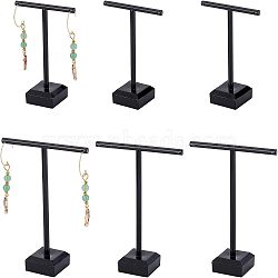 Plastic Earring Displays, with Wood Earring Display Stand Sets, Black, 3x8.4x11.5cm(EDIS-FG0001-41)