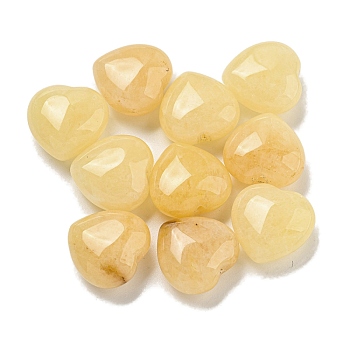 Natural Yellow Aventurine Beads, Half Drilled, Heart, 15.5x15.5x8mm, Hole: 1mm