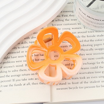 Gradient Hollow Flower Plastic Claw Hair Clips, Hair Accessories for Women Girl, Orange, 65x60mm