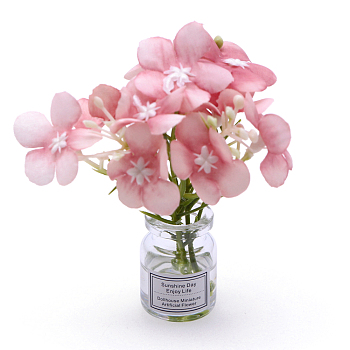 Mini Glass Vase with Artificial Flower Ornaments, for Dollhouse, Home Display Decoration, Hot Pink, 20x80mm