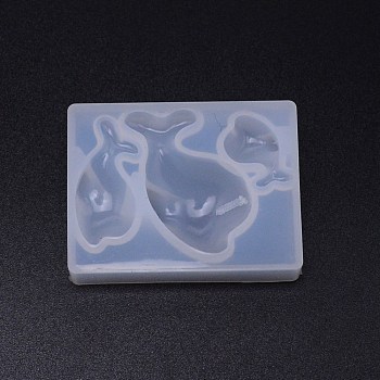 DIY Pendant Silicone Molds, Resin Casting Pendant Molds, For UV Resin, Epoxy Resin Jewelry Making, Dolphin Shaped, White, 47x62x14mm, Inner Diameter: 13~26x22~41mm