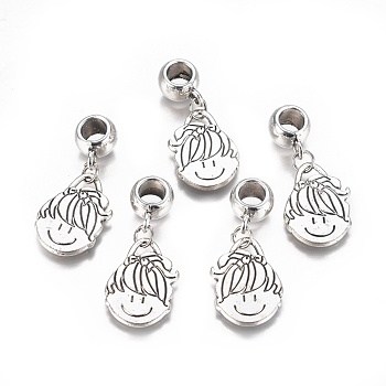 Antique Silver Plated Alloy European Dangle Charms, Large Hole Pendants, Girl, Antique Silver, 36mm, Hole: 5.7mm