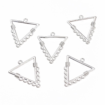 Alloy Chandelier Component Links, Triangle, Platinum, 31x27x1mm, Hole: 1.2mm and 1.6mm