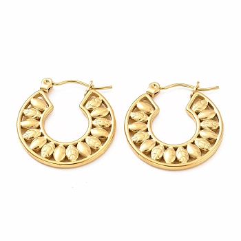 Ion Plating(IP) 304 Stainless Steel Leaf Wrap Hoop Earrings for Women, Golden, 23x22x2mm, Pin: 0.7mm
