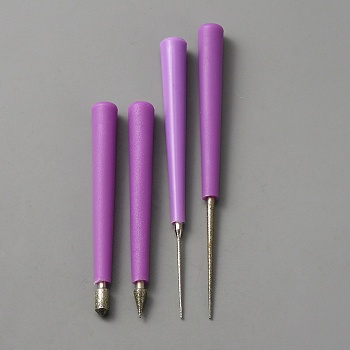 Hole Reamer Burr Jewelry  Woodworking Tools, Diamond Coated Bead Reamer Head Manual Tool For DIY Jewelry Making, Medium Orchid, 8.1~11.4x0.97~1cm, 4pcs/set