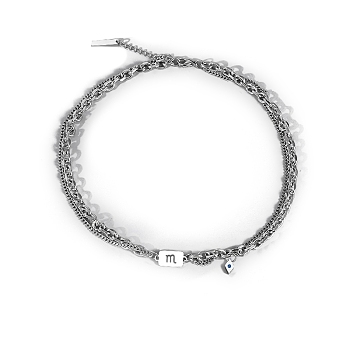 Men's Constellation Titanium Steel Necklace, Cable & Curb Chains Double Layer Necklace, Scorpio, 20.08~31.50 inch(51~80cm)