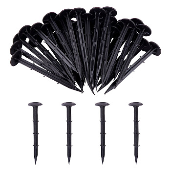 Polypropylene(PP) Garden Stakes Anchors, Garden Ground Nail, Fixing Tools for Plant Support, Black, 154x33mm, Pin: 9mm