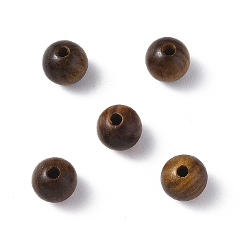 Wood Beads, Undyed, Round, Coconut Brown, 6mm, Hole: 1.6mm