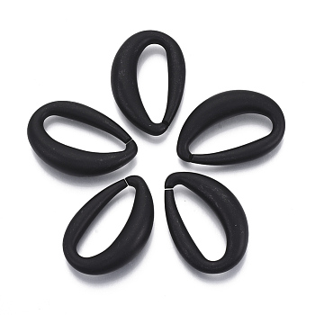 Spray Painted CCB Plastic Linking Rings, Quick Link Connectors, For Jewelry Cable Chains Making, Oval, Black, 39x26x9.5mm, Inner Diameter: 11x30mm
