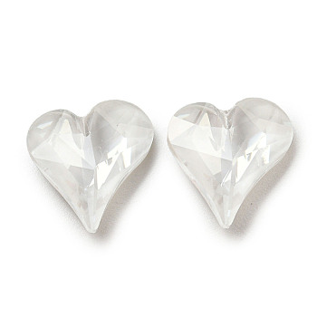 Glass Rhinestone Cabochons, Point Back & Back Plated, Faceted, Heart, Crystal, 12x12x5mm