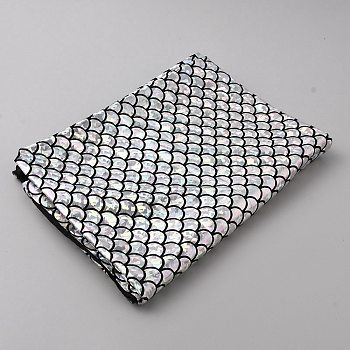 Sparkly Hologram Spandex Mermaid Printed Fish Scale Fabric, Stretch Fabric, Garment Accessories, Silver, 158x0.02cm