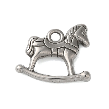 Non-Tarnish 304 Stainless Steel Pendants, Hobbyhorse Charms, Stainless Steel Color, 17x20x3mm, Hole: 2mm