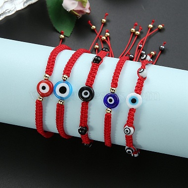 5pcs 5 styles de bracelets de perles tressés en fil de nylon réglables(BJEW-SZ0001-50)-4