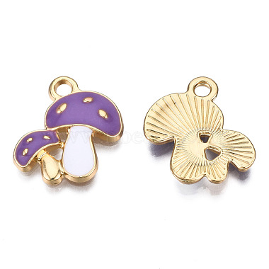 Light Gold Medium Orchid Mushroom Alloy+Enamel Pendants