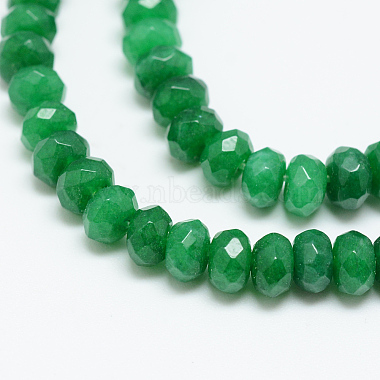 Dark Green Rondelle White Jade Beads