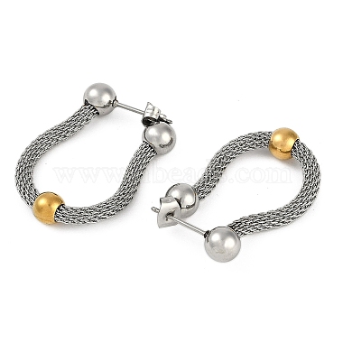 304 Pendientes de aro con dije de cadena de acero inoxidable para mujer(EJEW-M023-03P)-2