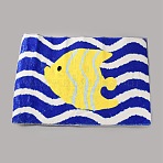 Flocking Fibre Tropical Fish Bath Mat, Floor Mat, Wave Non-Slip Bathroom Rug, Rectangle, Medium Blue, 407x600x5mm(AJEW-FZC0003-05B)
