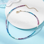 3MM Faceted Round Natural Apatite & Amethyst & Ruby & Kyanite & Natural Pearl Beaded Necklaces for Women, Colorful, Golden, 15.35 inch(39cm)(NJEW-JN06277)