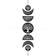 Moon Phase Wood Hanging Wall Decorations, with Cotton Thread Tassels, for Home Wall Decorations, Tree of Life Pattern, 72.5cm(HJEW-WH0054-004)