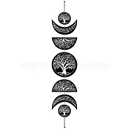 Moon Phase Wood Hanging Wall Decorations, with Cotton Thread Tassels, for Home Wall Decorations, Tree of Life, 790mm(HJEW-WH0054-004)