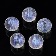 Transparent Acrylic Beads, Glitter Powder, Faceted, Round, Clear, 10mm, Hole: 1.8mm, about 860pcs/500g(OACR-N008-107)